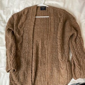 Chunky knit cardigan tan Abercrombie